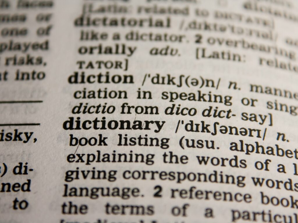 test in a dictionary page